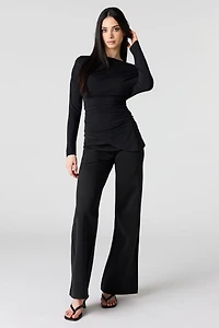 Boatneck Ruched Asymmetrical Top