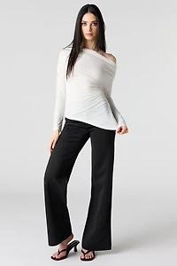 Boatneck Ruched Asymmetrical Top