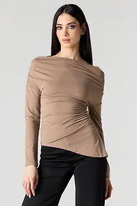 Boatneck Ruched Asymmetrical Top