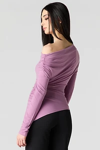 Boatneck Ruched Asymmetrical Top