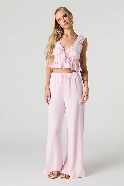 Pantalon fluide à taille coulissante