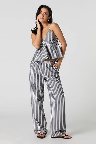 Pantalon en popeline à jambe droite