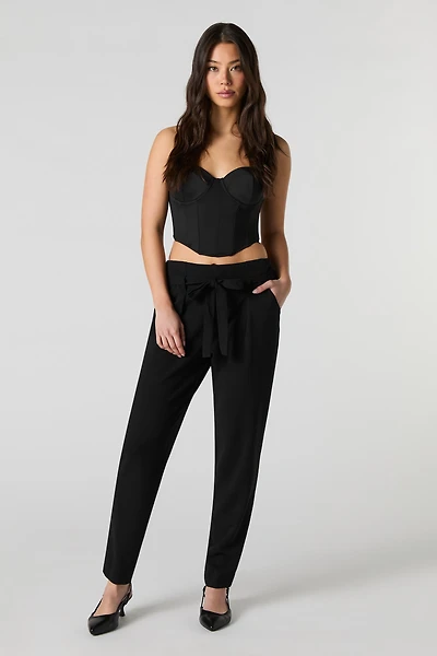 Crepe Self Tie Belt Dress Pant