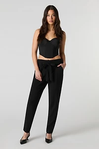 Crepe Self Tie Belt Dress Pant