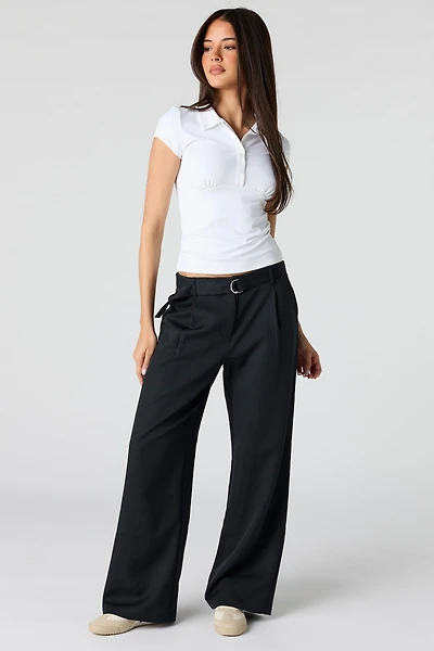 Belted Straight Leg Dress Pant