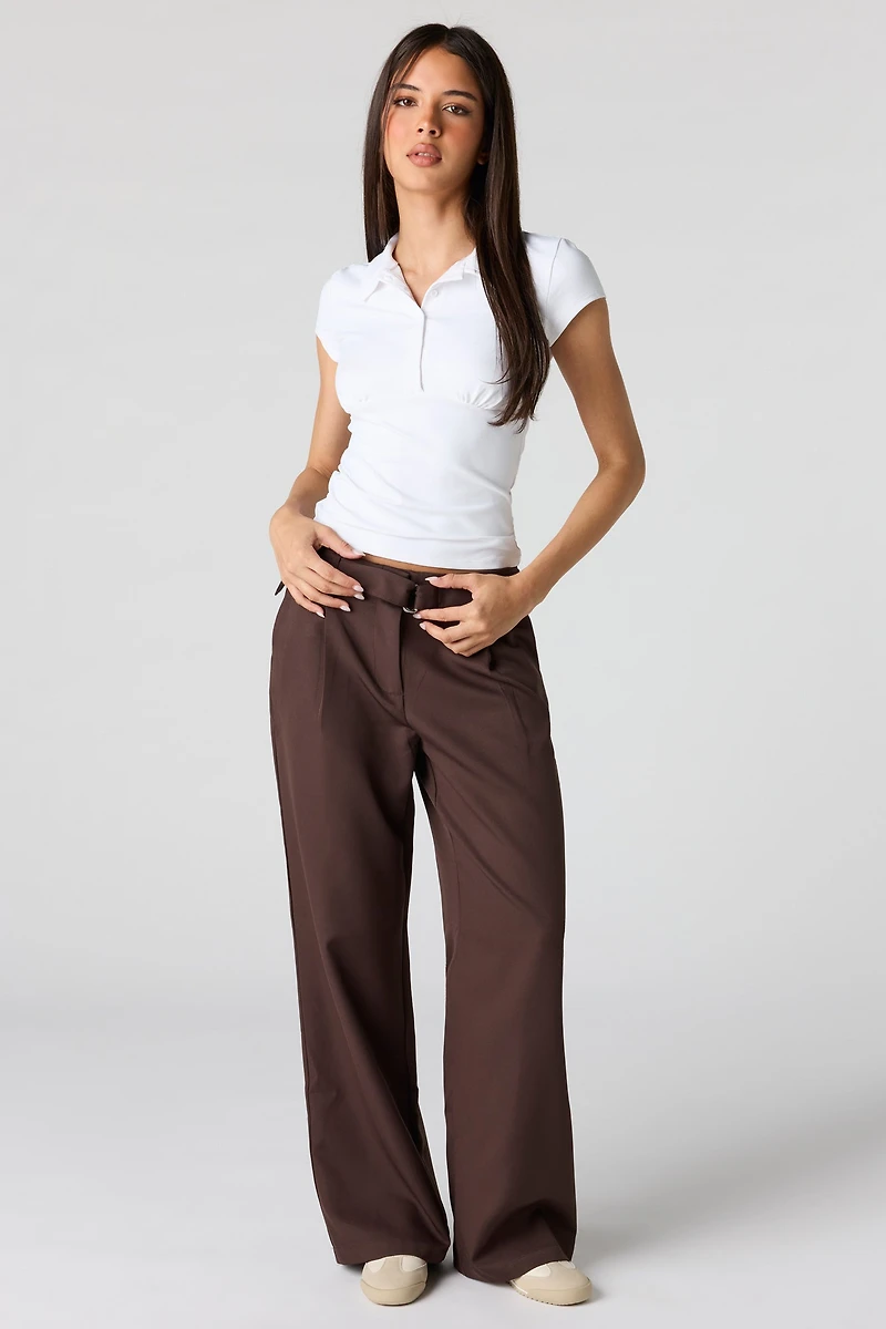 Pantalon habillé à jambe droite avec ceinture