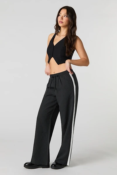 Pinstripe Drawstring Wide Leg Pant