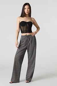 Pantalon habillé à motif pied-de-poule et jambe large
