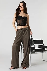Pantalon habillé à motif pied-de-poule et jambe large
