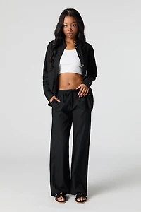 Linen-Blend Drawstring Pant