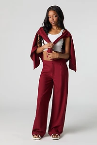 Pantalon à jambe droite en mélange de lin