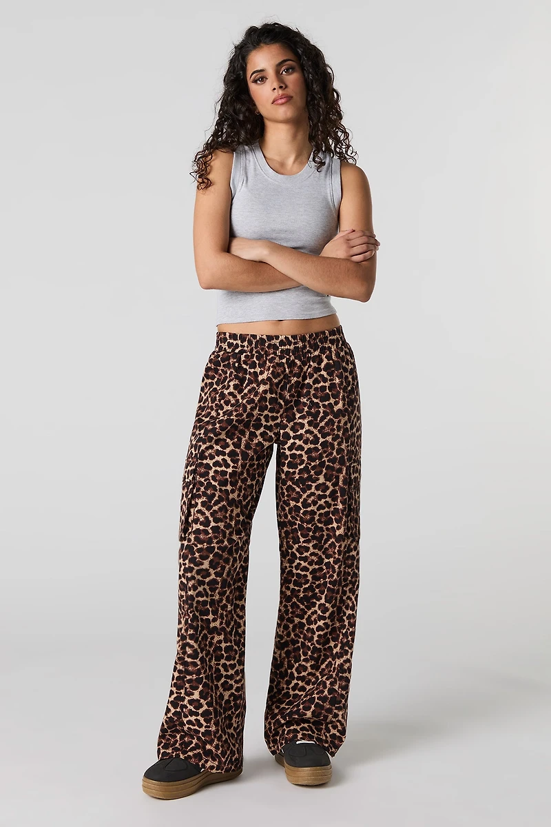 Printed Wide Leg Cargo Pant