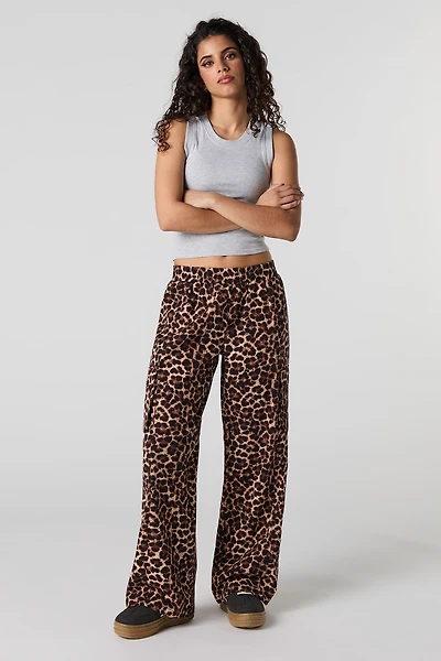 Printed Wide Leg Cargo Pant