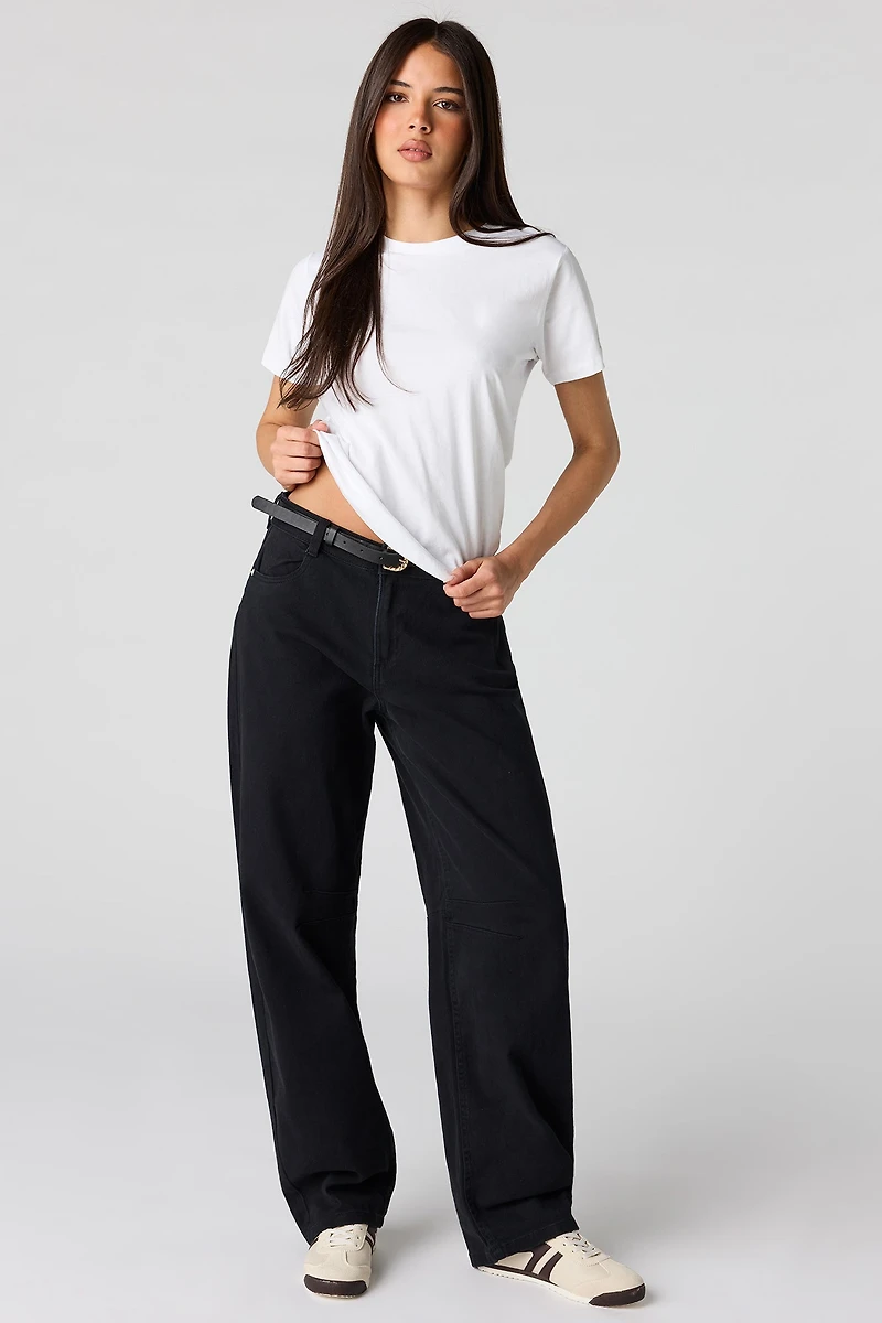 Mid Rise Barrel Leg Pant