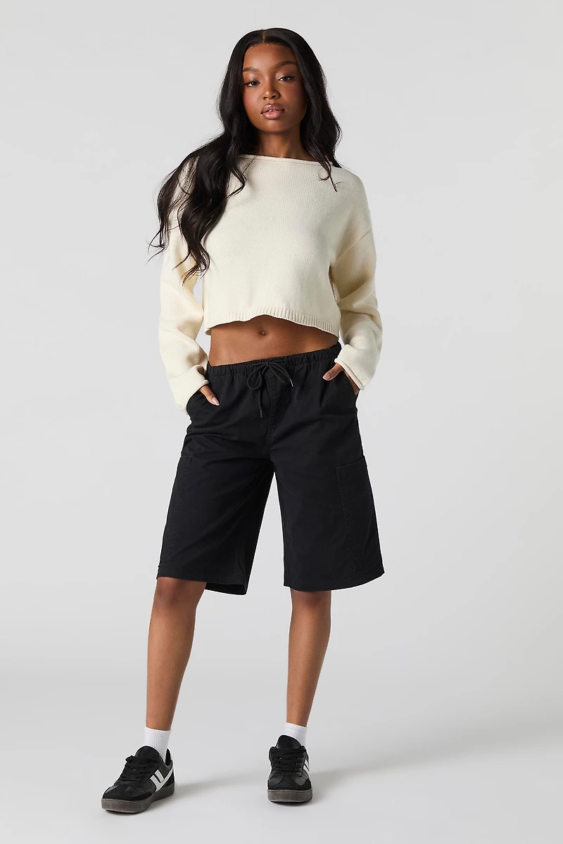 Bermuda cargo à taille coulissante