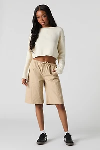 Bermuda cargo à taille coulissante