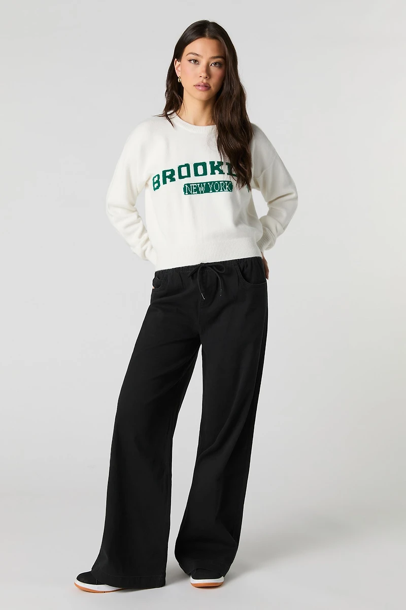 Pantalon à jambe large et taille coulissante