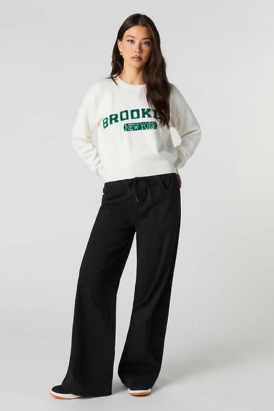 Pantalon à jambe large et taille coulissante