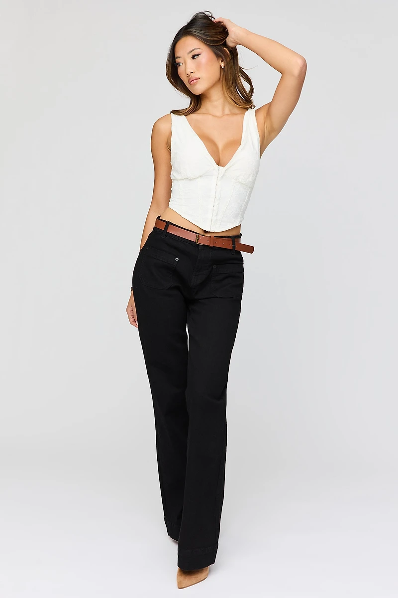 Low Rise Belted Flare Jean