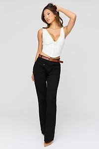 Low Rise Belted Flare Jean
