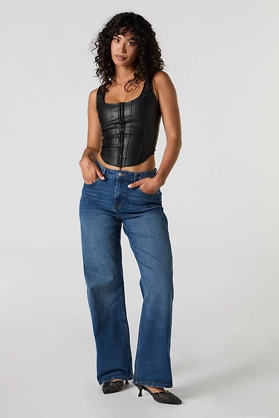 Jean à jambe large et taille haute
