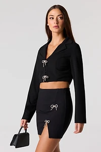 Rhinestone Bow Mini Skirt