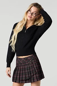 Plaid Belted Pleated Mini Skort