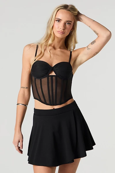 Crepe Foldover Mini Skort