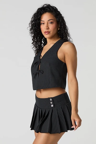 Pinstriped Pleated Mini Skort