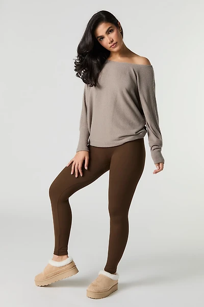Legging sans couture doublé de molleton