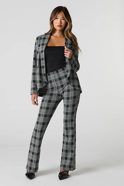 Plaid Knit Flare Dress Pant
