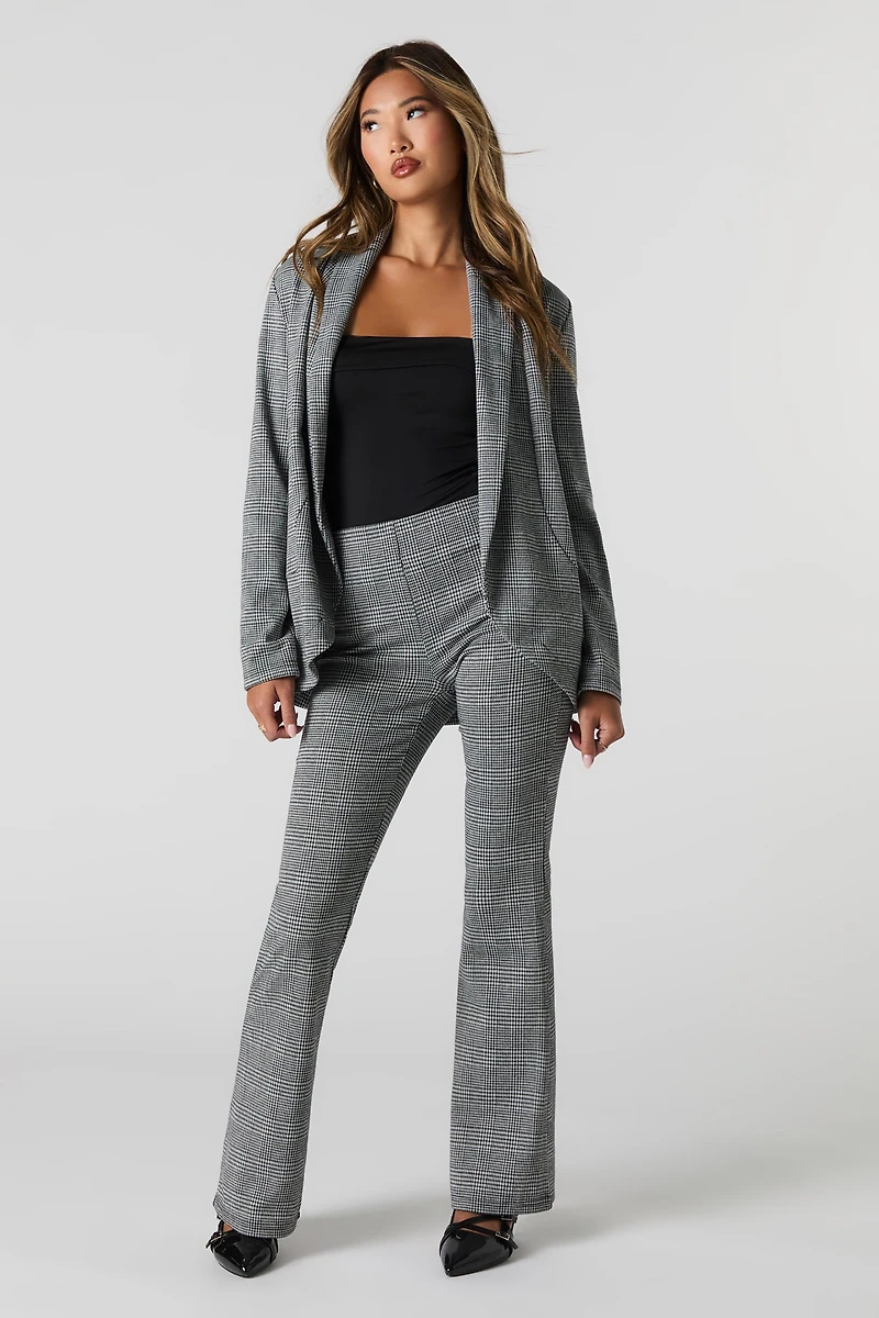Pantalon habillé évasé en tricot à carreaux
