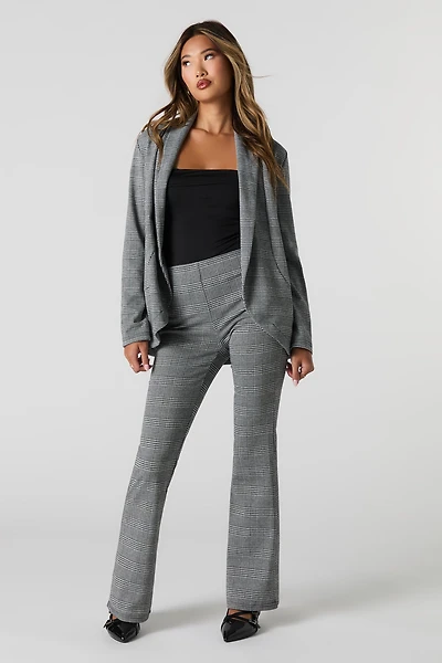 Pantalon habillé évasé en tricot à carreaux