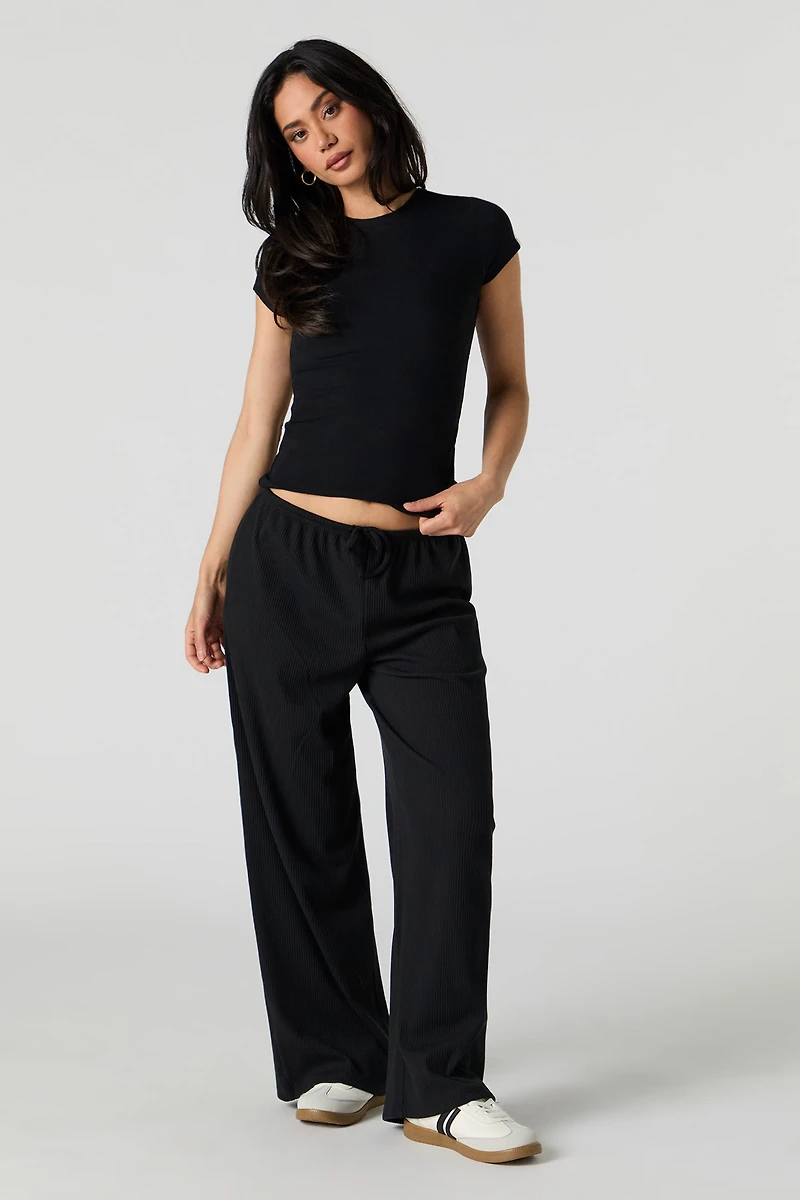 Soft Ribbed Wide Leg Pant