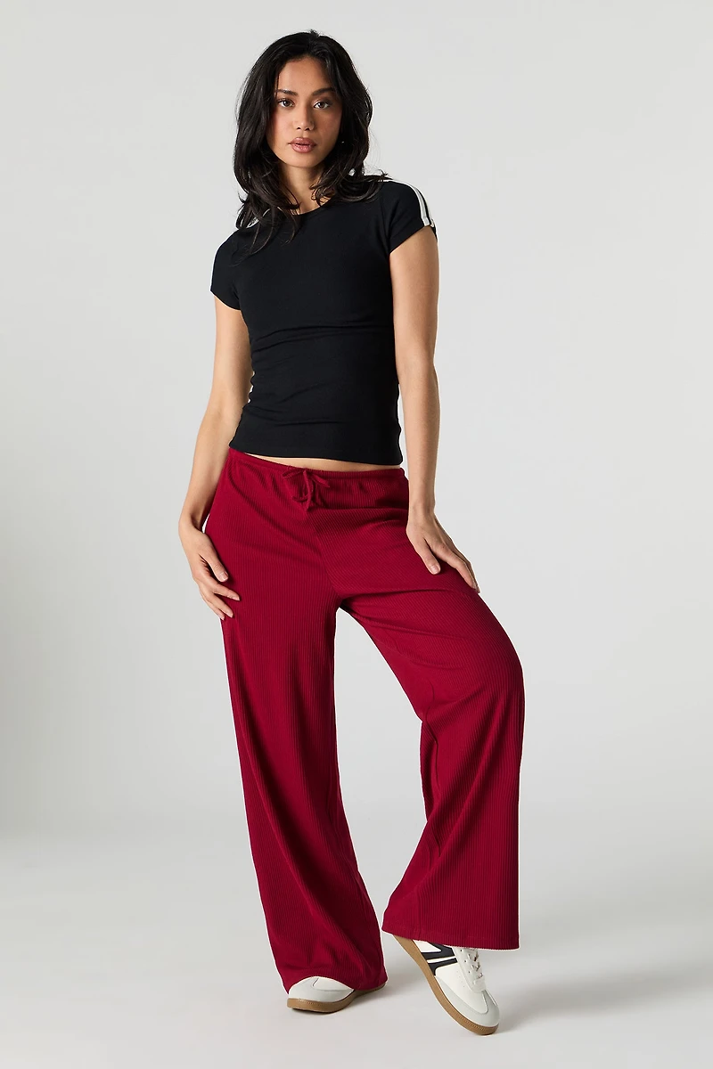 Soft Ribbed Wide Leg Pant