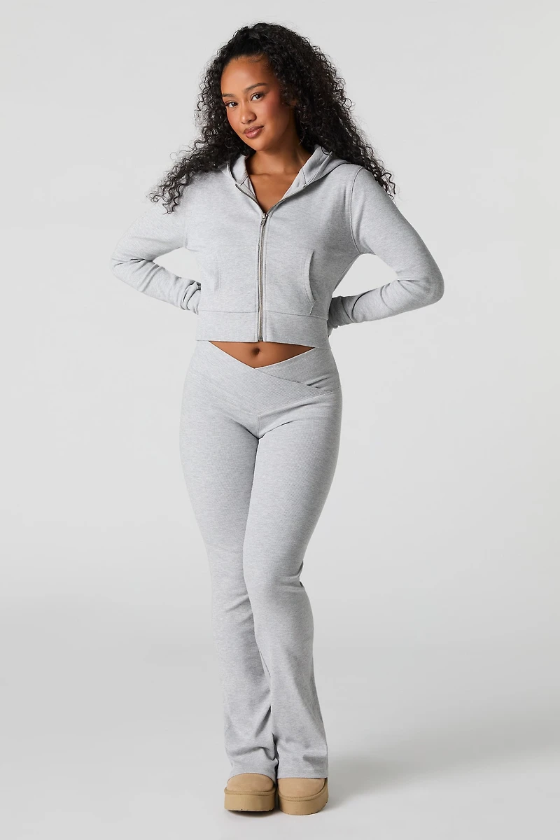 Legging côtelé évasé à taille en V