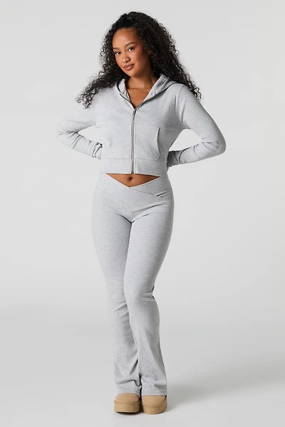 Legging côtelé évasé à taille en V