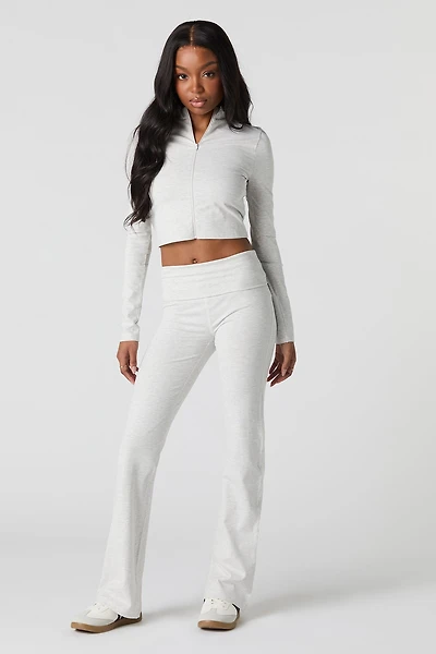 Pantalon à jambe large avec taille pliée