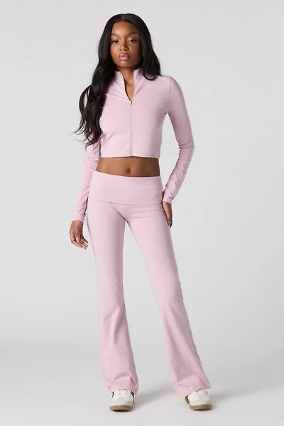 Pantalon à jambe large avec taille pliée