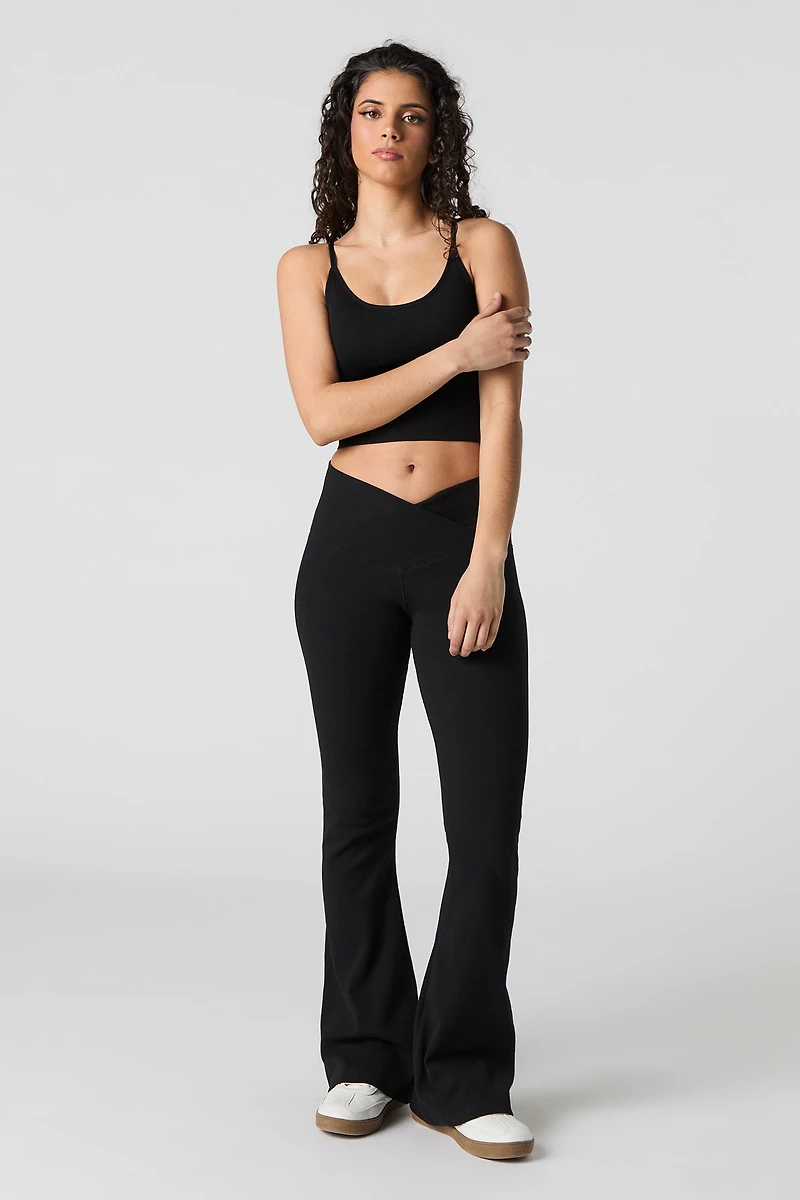 Ribbed V-Waist Flare Pant