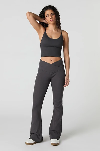 Ribbed V-Waist Flare Pant