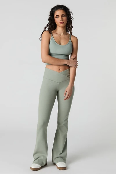 Ribbed V-Waist Flare Pant