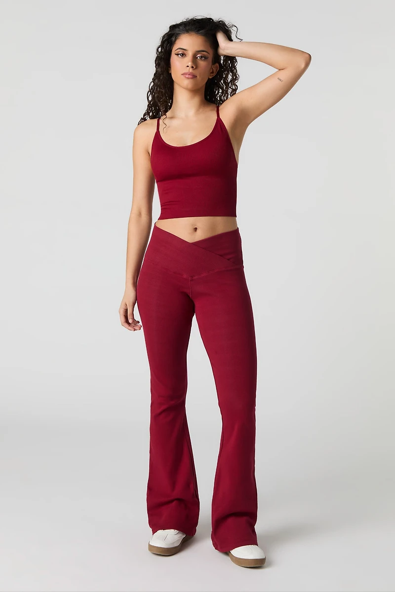 Ribbed V-Waist Flare Pant