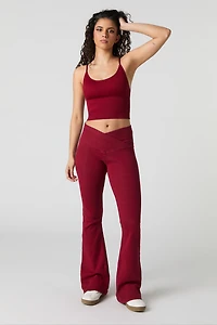 Ribbed V-Waist Flare Pant