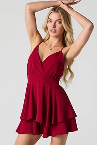 Surplice Ruffle Mini Romper