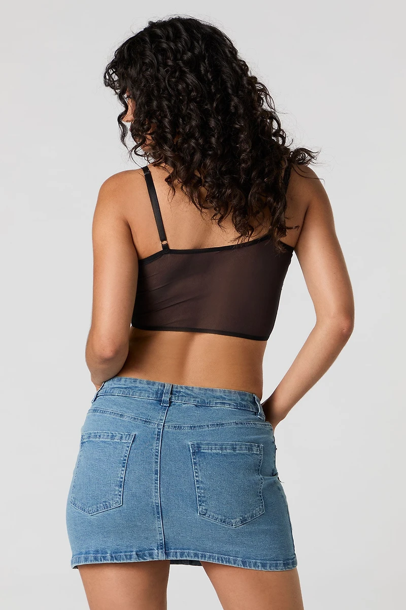 Minijupe en denim à taille basse avec boucle