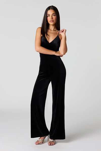 Velvet Wide Leg Jumpsuit