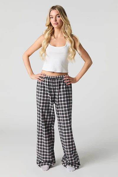 Printed Flannel Wide Leg Pajama Pant
