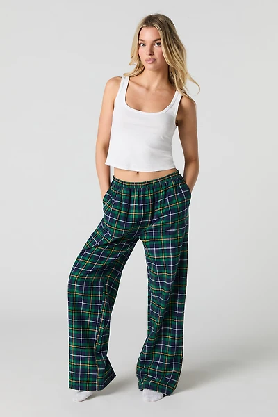 Printed Flannel Wide Leg Pajama Pant