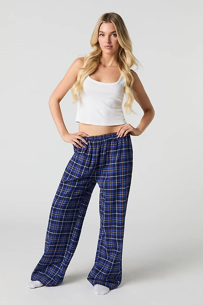 Pantalon de pyjama à jambe large en flanelle imprimée